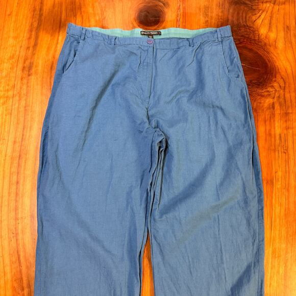 Gudrun Sjoden Women's Pants XL Solid Wide leg Linen Lagenlook Zip Boho Q3-9 - Picture 3 of 7